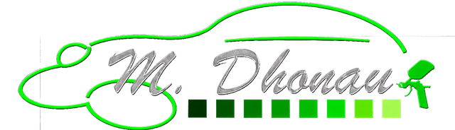 M. Dhonau Autolackiererei Logo mit Autokontur und Lackierpistole